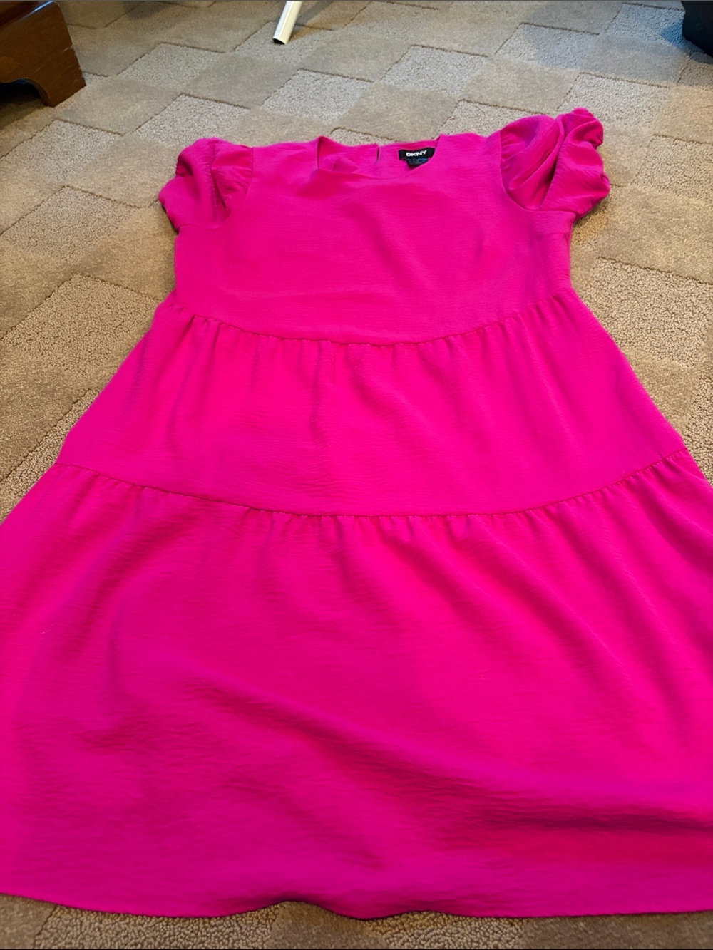 DKNY Bright Pink Tiered Dress